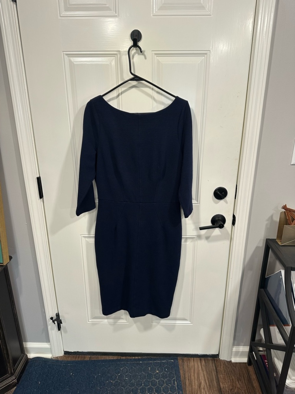 Boden Navy Boatneck Sheath Dress with 3/4 Sleeves